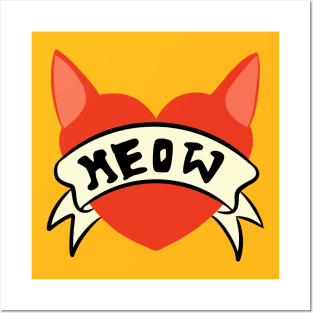 meow cat lovers Posters and Art